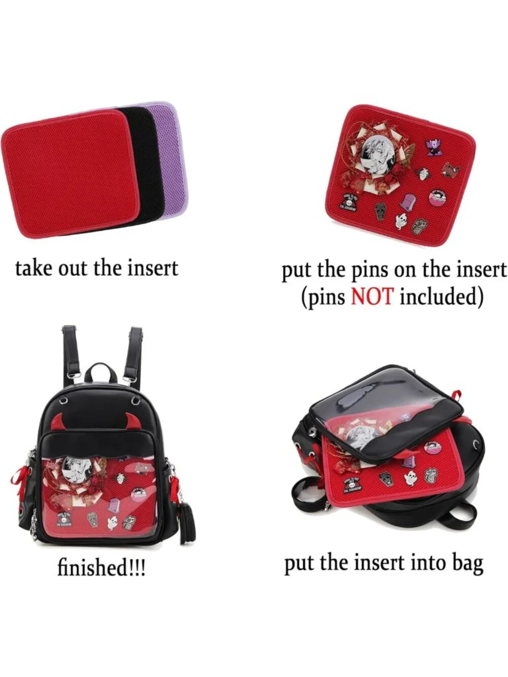 Gothic Multi-Purpose Backpack for Women | Cosplay & Halloween Enamel Pin Bag